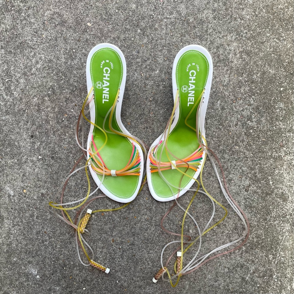 RARE Chanel 2000s Multicolour Jelly Strappy Sandal Heels